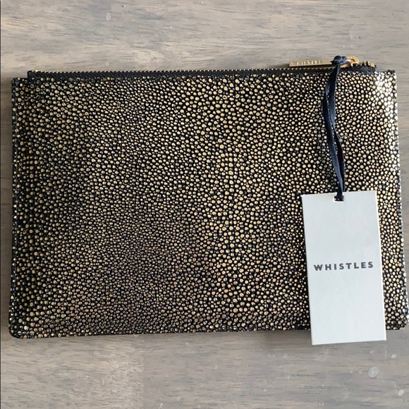 whistles gold clutch bag